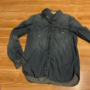 Paige western festival boho denim button down long sleeve